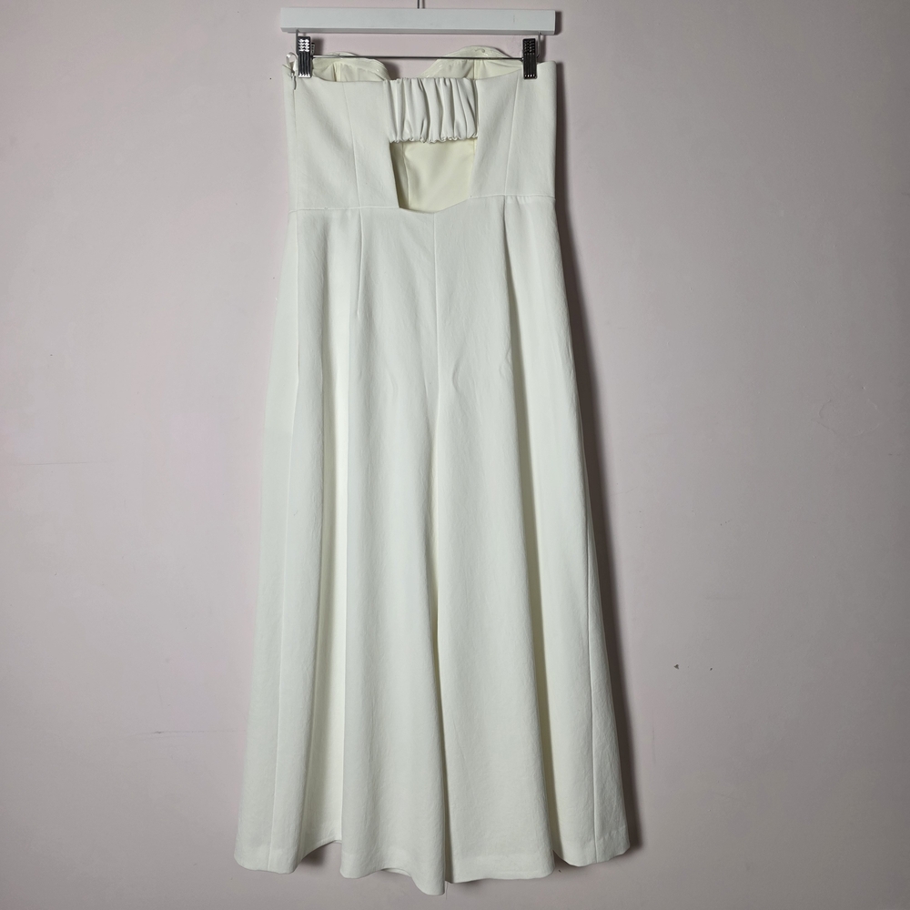 Club Monaco Strapless White Wide Leg Jumpsuit Size 8 Bridal Shower Minimalist